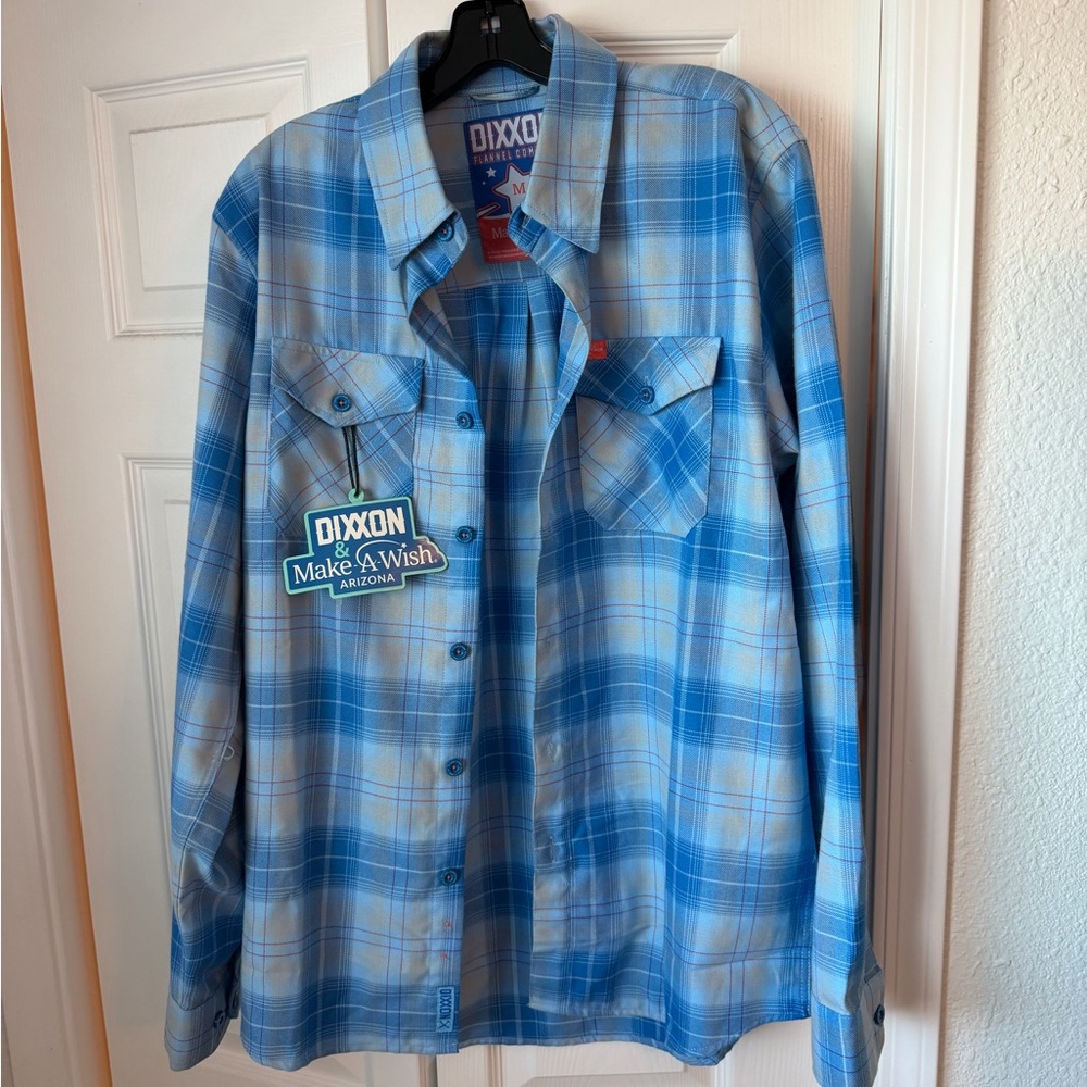 DIXXON Light Blue and Red Plaid Shirt